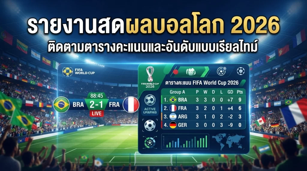 รายงานสดผลบอลโลก 2026 ติดตามตารางคะแนนและอันดับแบบเรียลไทม์