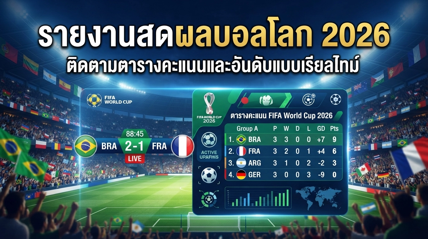 รายงานสดผลบอลโลก 2026 ติดตามตารางคะแนนและอันดับแบบเรียลไทม์