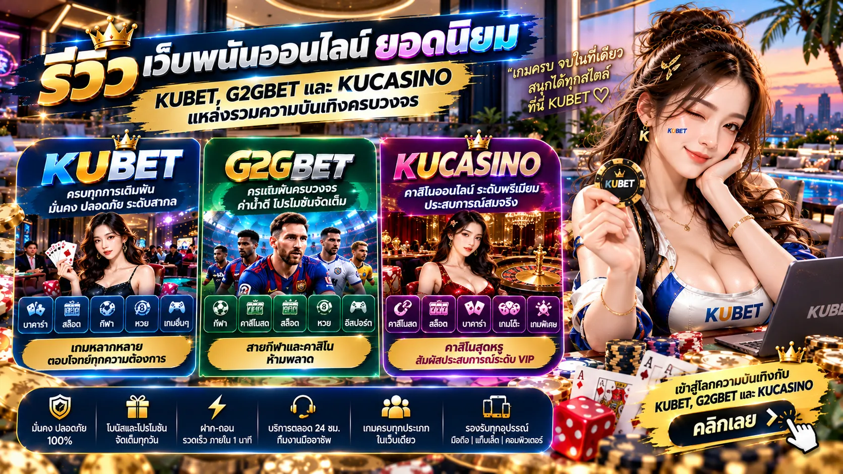 รีวิวเว็บพนันออนไลน์ยอดนิยม KUBET, G2GBET และ KUCASINO แหล่งรวมความบันเทิงครบวงจร